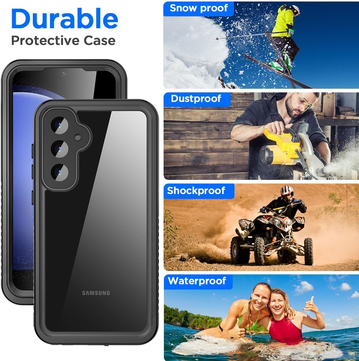 Aicase for Samsung Galaxy S23 FE Case Waterproof Clear Built-In Screen Protector Snowproof,Dustproof,Shockproof,Ip68 Certified [Real 360] Full Body Protection Fully Sealed Underwater for S23 FE 6.4"_1