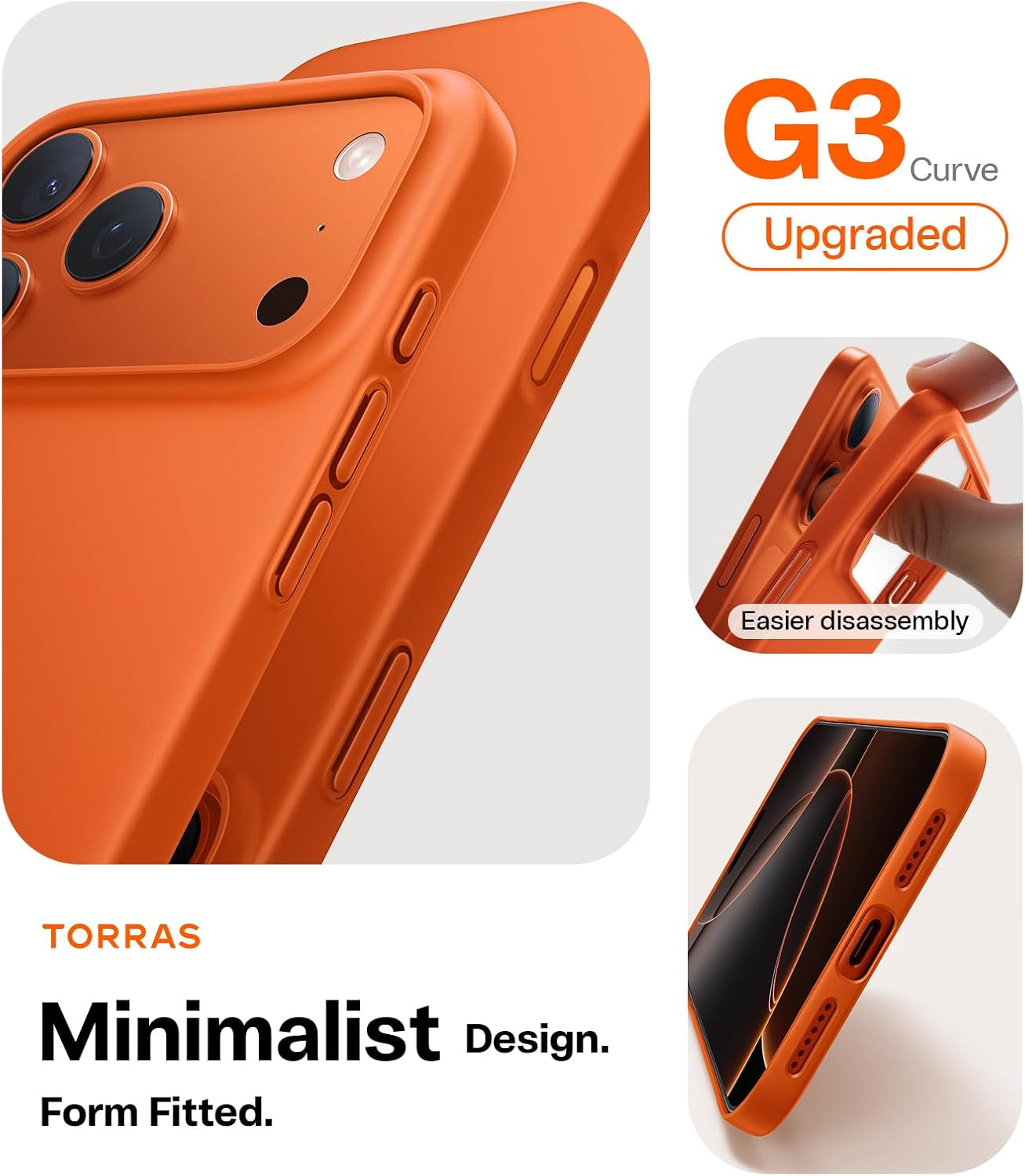 TORRAS Slim Fit for Iphone 17 Pro Max Case, Ultra Thin 17 Pro Max Case, Lightweight Matte Anti-Scratch Hard PC Cover Phone Case for Iphone 17 Pro Max 6.9 Inch,Cosmic Orange