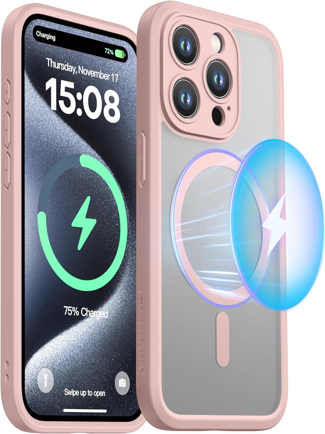 Impactstrong Magnetic Guard Designed for Iphone 15 Case [Camera Protection] [Military Grade Drop Tested] [Compatible with Magsafe] Slim Translucent Matte Phone Case (6.1") - Gray  ImpactStrong   