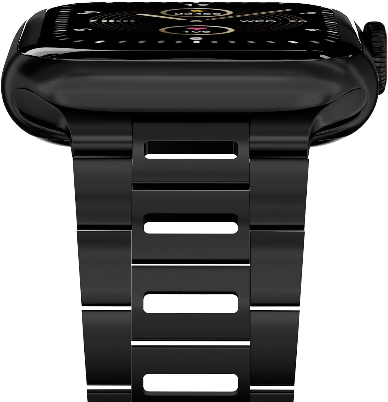 Finestone Metal Band for Apple Watch - Stainless Steel Apple Watch Band Compatible with Apple Watch 41Mm 40Mm 38Mm - Slim Hollow-Out Design Strap for Iwatch Series 9/8/7/6/5/4/3/2/1 SE Women Men Black