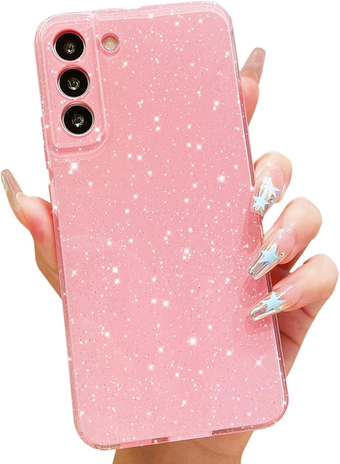 Cute Glitter Case for Samsung Galaxy S22 plus Case S22+ (6.6 Inch), Neon Bright Sparkly Bling Soft Silicone Phone Cover for Women Girls (Hot Pink)