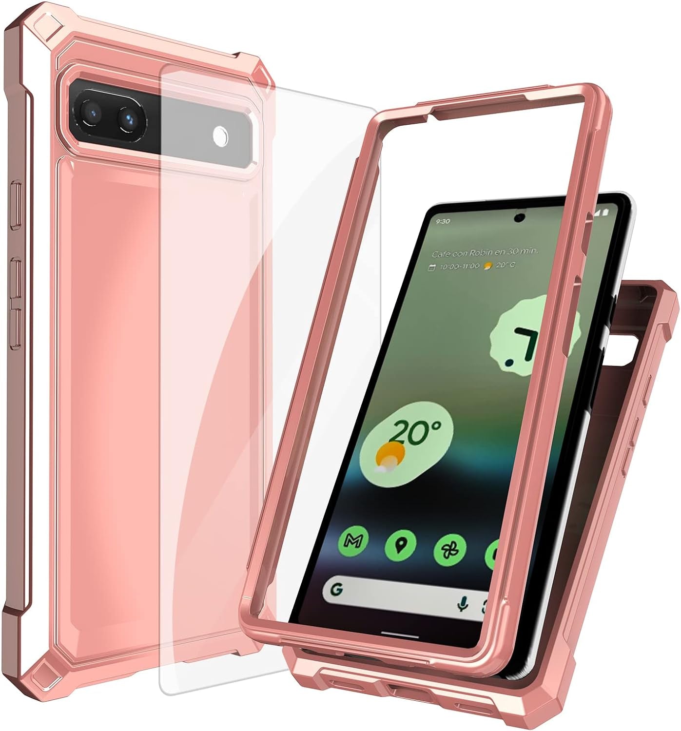 Ailiber Case for Pixel 6A, Google Pixel 6A Phone Case with Screen Protector, 2 Layer Structure Protection, Shockproof Corner TPU Bumper, Heavy Duty Rugged Silicone Phone Cover for Pixel 6A-Blue Pink  Ailiber Air-Guard Corners  Rose Gold  
