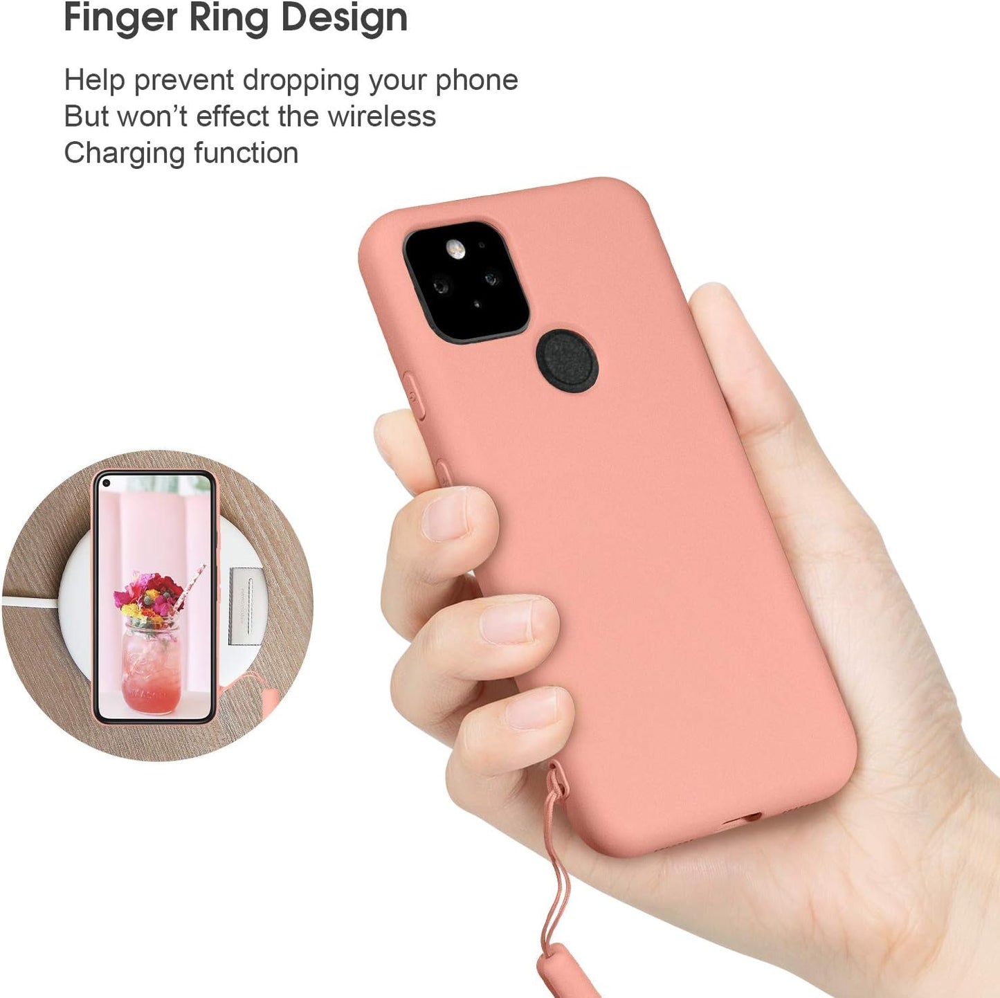 ABITKU Compatible with Google Pixel 5 Case,Slim Silicone Gel Rubber Case Cover (With Microfiber Lining) Full Body Shockproof Design for Google Pixel 5 6.0 INCH (Pink)  abitku   