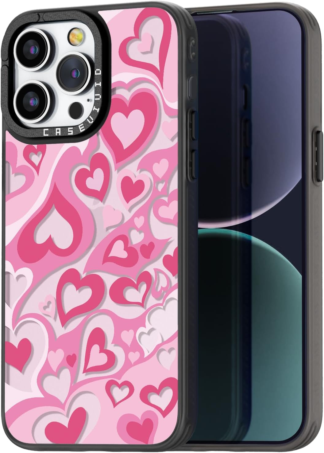 Casevivid Compatible for Iphone 15 Pro Case Cute Aesthetic - Durable Fashion Funny Phone Case - Girly Butterfly Pattern Print Cover Design for Woman Girl 6.1 Inches Black  CASEVIVID Love Heart Basic 