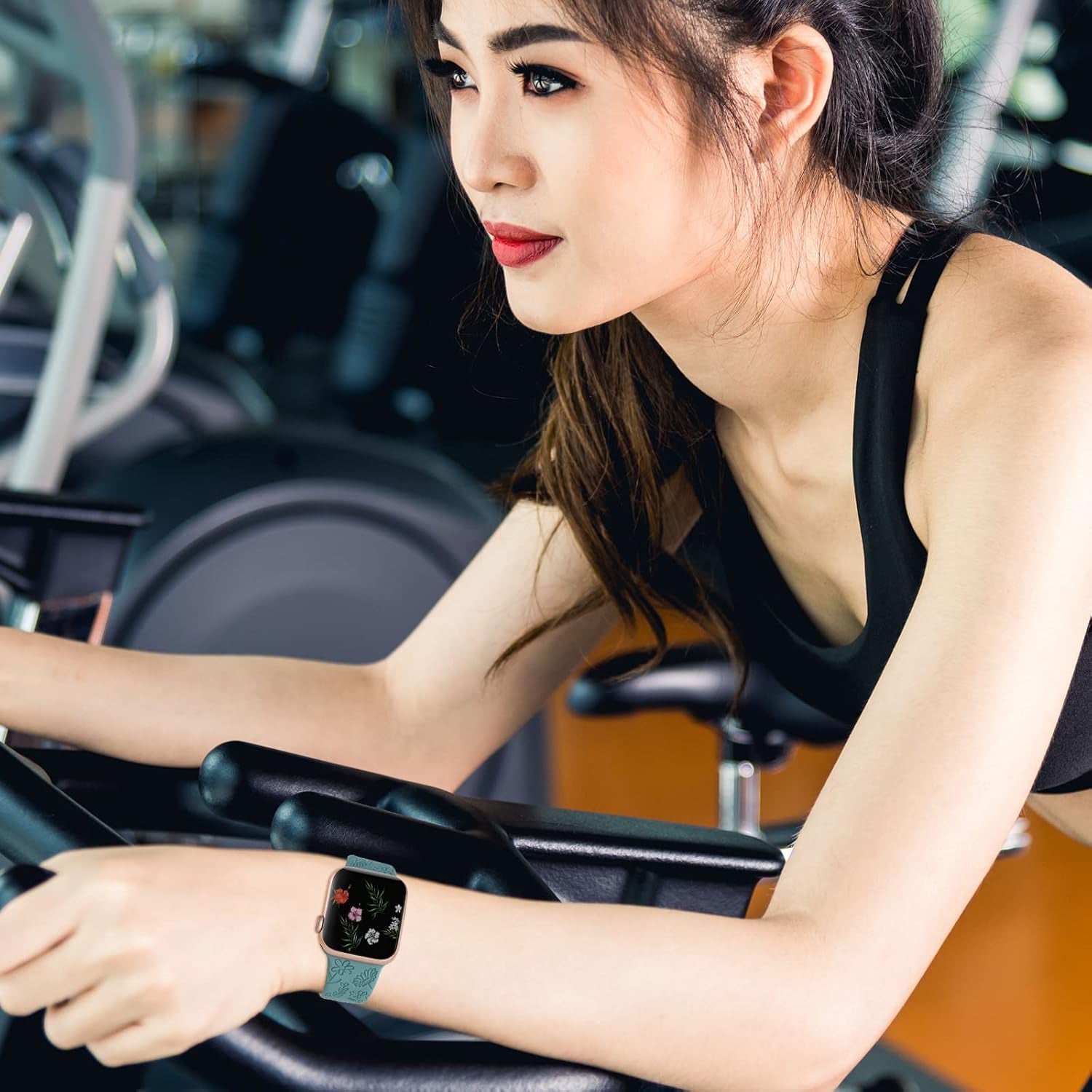 Floral Engraved Sport Bands Compatible with Apple Watch Band 38Mm 40Mm 41Mm, Women Cute Flower Pattern Soft Silicone Strap Smartwatch Wristband Accessories for Iwatch Series 8 7 6 5 4 3 2 1 SE