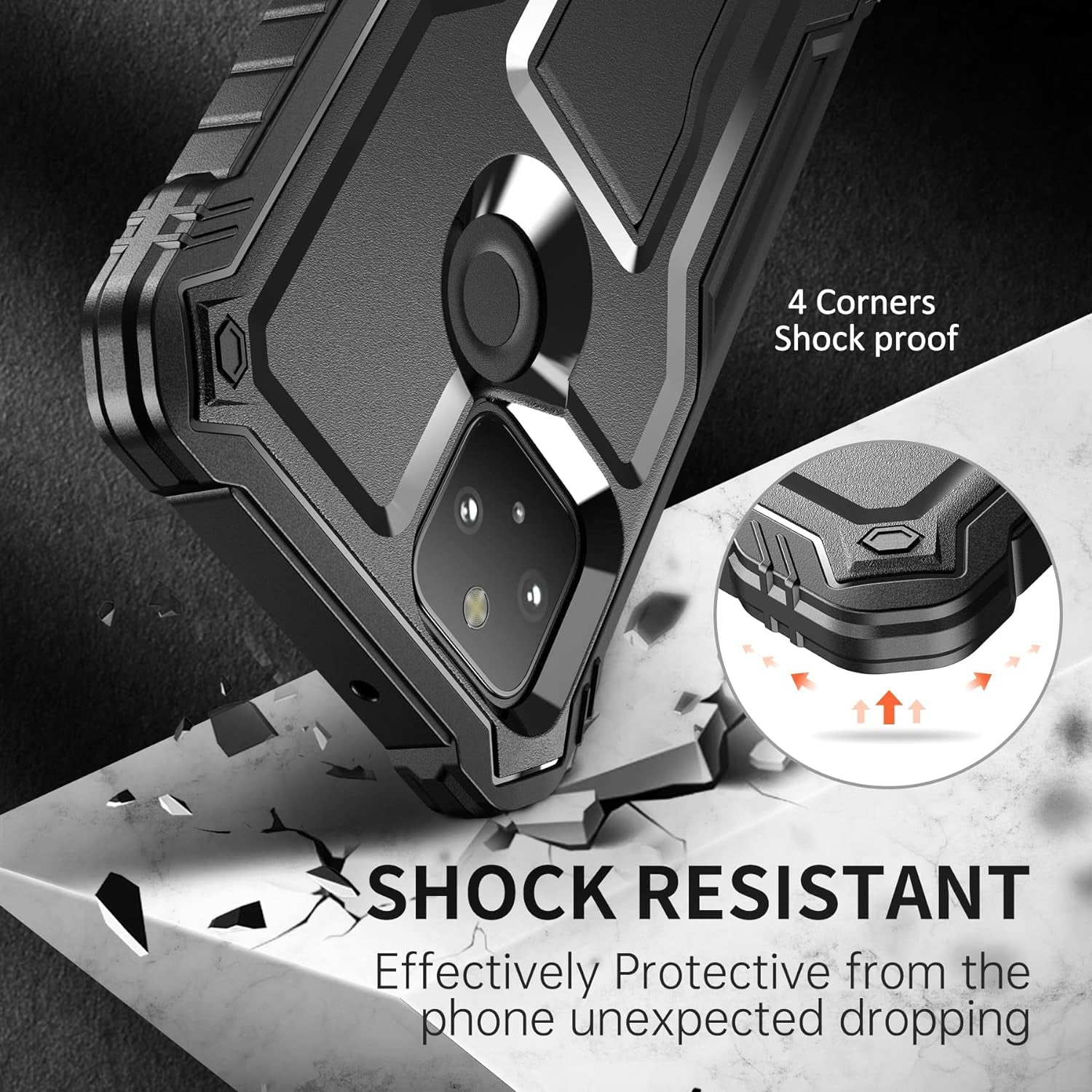 FITO for Pixel 5 Case, Dual Layer Shockproof Heavy Duty Case with Screen Protector for Google Pixel 5 Phone, Built-In Kickstand (Black)  FITO   