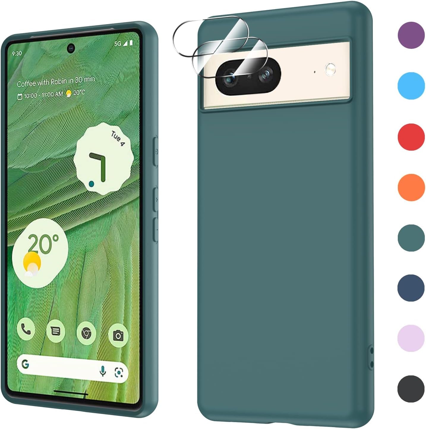 Leyi for Pixel 6A 5G Case: Google Pixel 6A Case with [2 Pack] Tempered Glass Screen Protector Liquid Silicone Soft Microfiber Liner Cover Case Pixel 6A, Red  LeYi Green Google Pixel 7 