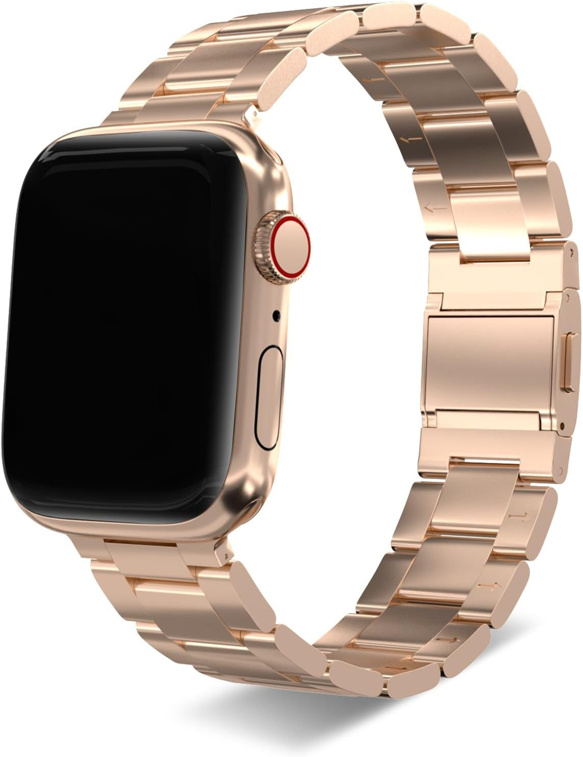 Finestone Metal Band for Apple Watch - No Tool Needed Apple Watch Stainless Steel Band Compatible with Apple Watch 41Mm 40Mm 38Mm - Magnetic Clasp Strap for Iwatch Series 9/8/7/6/5/4/3/2/1 SE Rose Gold