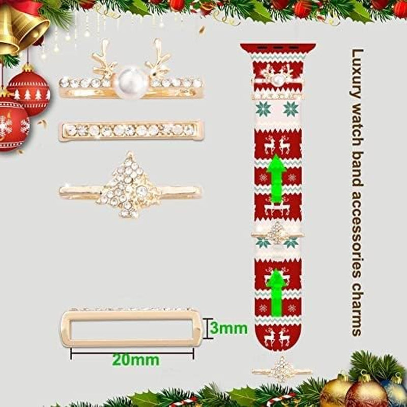 Decorative Rings Loops Compatible with Apple Watch Silicone Bands Metal Diamond Charms 45Mm 44Mm 42Mm 41Mm 40Mm 38Mm Iwatch Series 8 7 6 5 4 3 2 1 Accessories