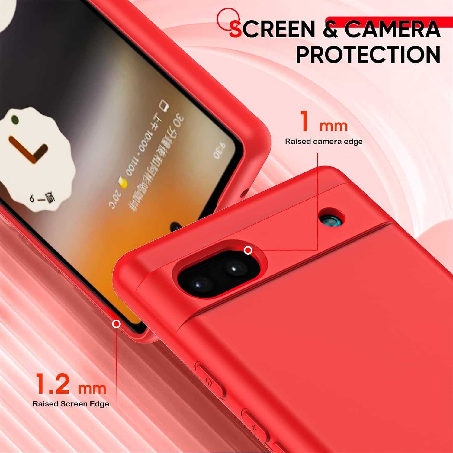 Leyi for Pixel 6A 5G Case: Google Pixel 6A Case with [2 Pack] Tempered Glass Screen Protector Liquid Silicone Soft Microfiber Liner Cover Case Pixel 6A, Red  LeYi   