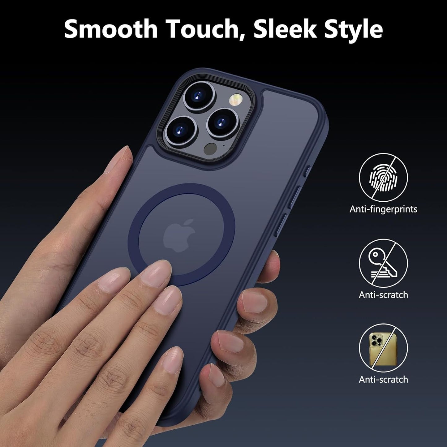 MGNOCDEF Magnetic Cases for Iphone 15 Pro Max Cases [Compatible with Magsafe & Military Grade Drop Protection], Slim Translucent Matte Back Phone Case for Iphone 15 Pro Max 6. 7", Blue  MGNOCDEF   