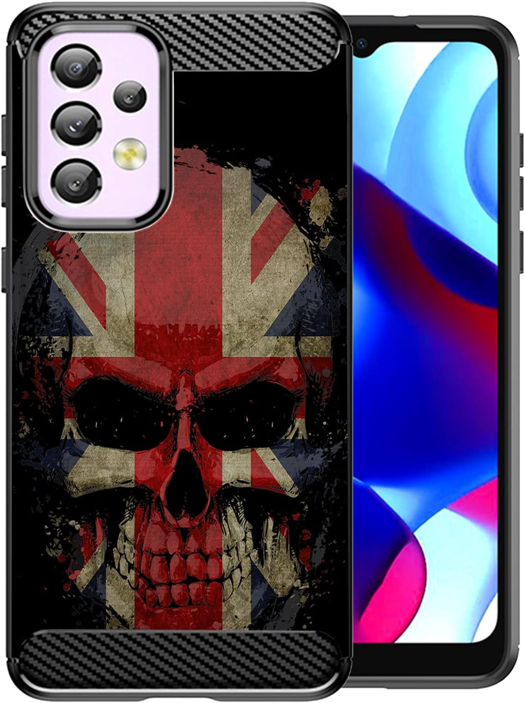 Cases on Deck Casesondeck Skull Flags Case Compatible with Samsung Galaxy A53 5G / A53 5G Case, Slim Tough Matte Design with Carbon Fiber Texture (Puerto Rico Skull)