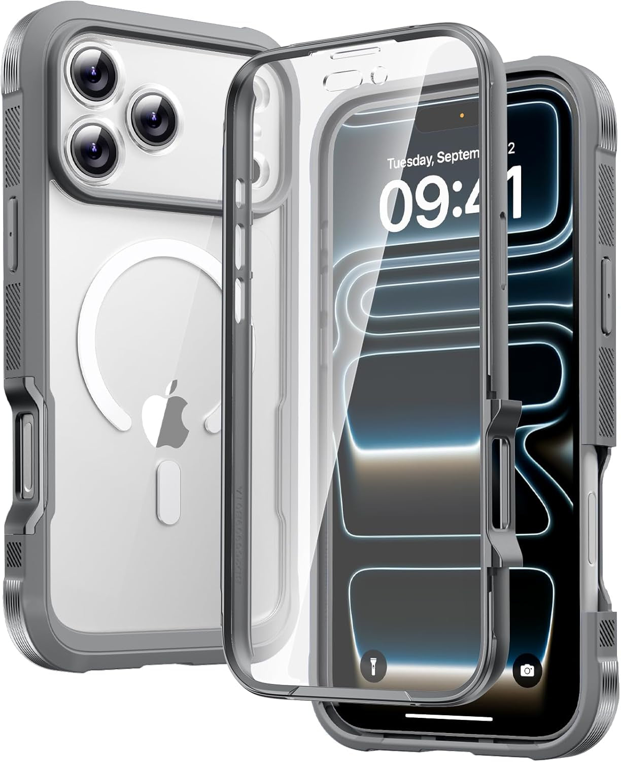 Diaclara Magnetic Designed for Iphone 17 Pro Max Case Full Body Bumper,[Compatible with Magsafe] Military Drop Proof Cover with Built-In Touch Sensitive Anti-Scratch Screen Protector,Orange