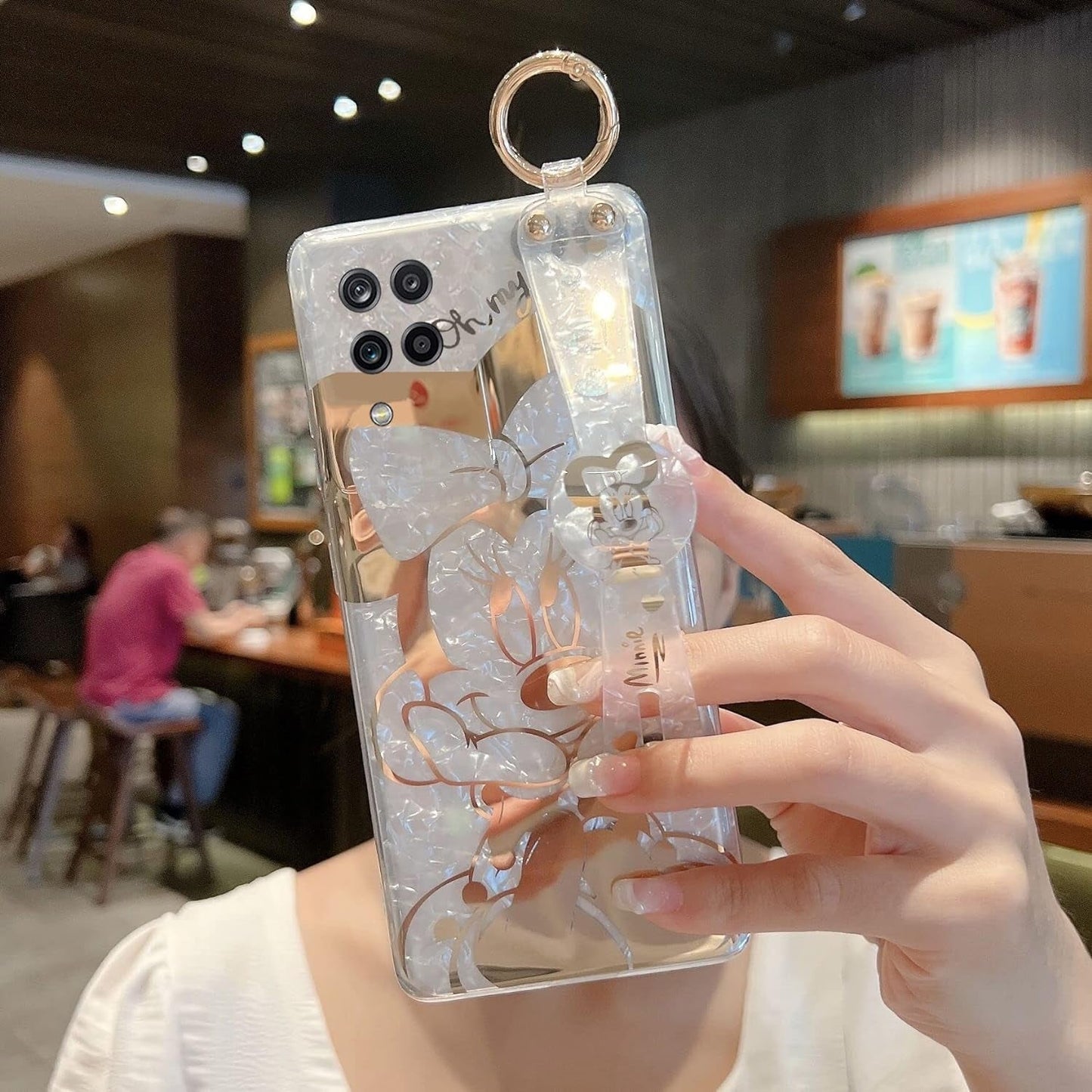 For Galaxy A12 Case Wrist Band Kickstand Cover Ultra Slim IMD Animal Pattern Shockproof Protection Holder Cover for Samsung Galaxy A12 (Cartoon Characters)