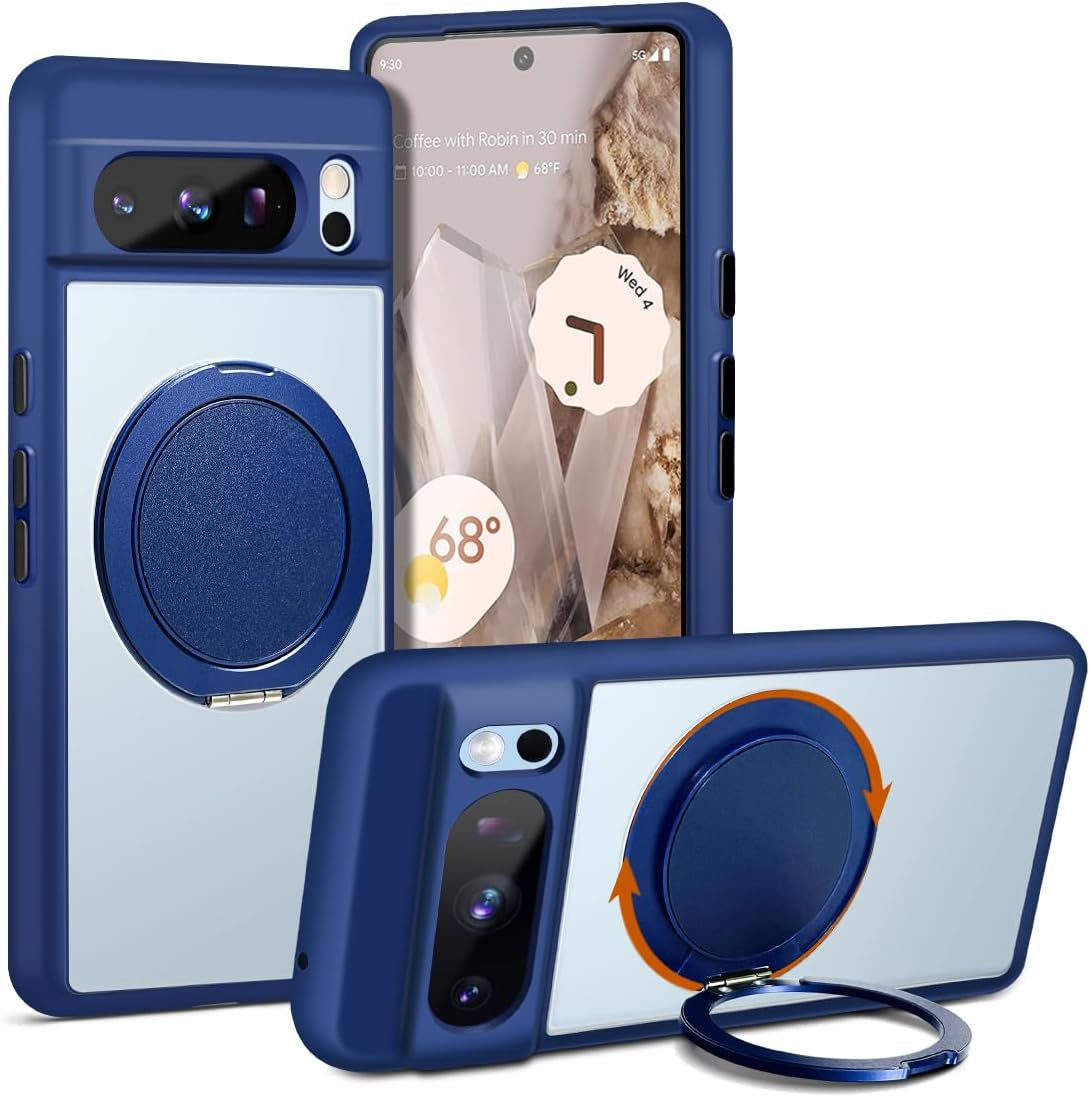 For Google Pixel 8 Pro Magnetic Case Compatible with Magsafe [Invisible Kickstand] Shockproof Anti-Fingerprint Matte Translucent Cover Protective Phone Case for Pixel 8 Pro 5G (Black)  Shenzhenshi Nuofeifan Electronic Commerce Co., Ltd Tik-Tak Blue  