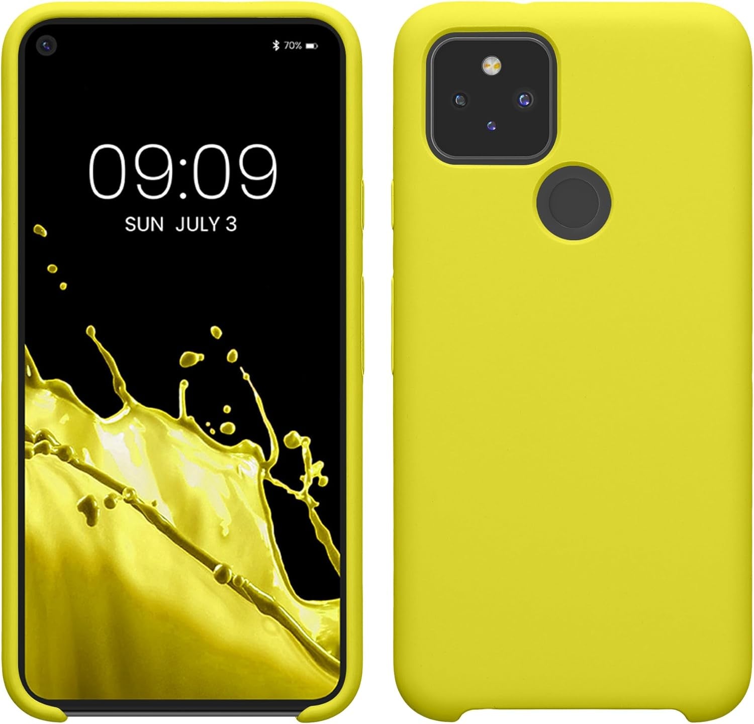Kwmobile Case Compatible with Google Pixel 5 Case - TPU Silicone Phone Cover with Soft Finish - Blue Reef  KW-Commerce Lemon Yellow  