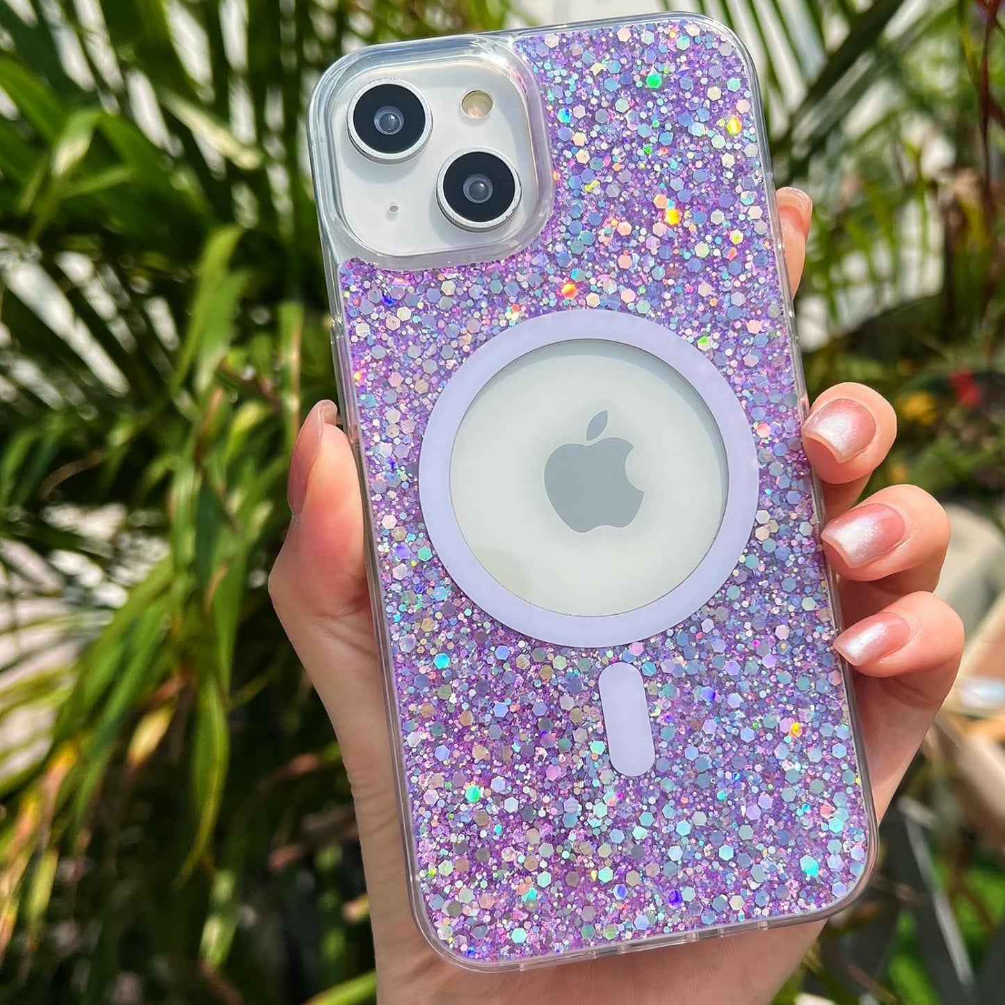 ASONCE Cute Glitter for Iphone 14 Pro Max Case [Compatible with Magsafe] Magnetic Cover with Bling Star for Women Girls [12FT Drop Protection] - Sparkly Gold  Hiwuton Sparkly Purple For Iphone 14 - 6.1" 