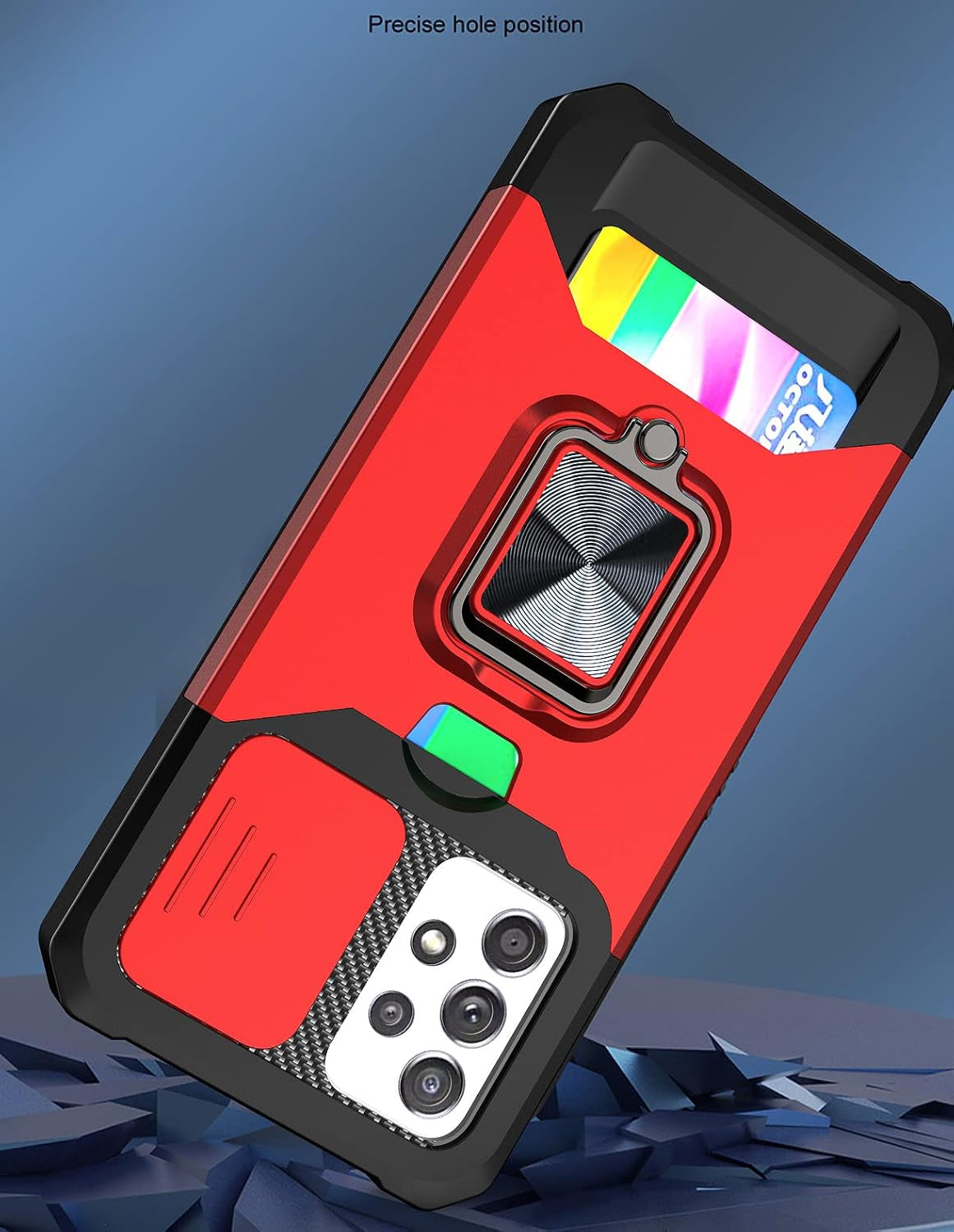 Ccsmall Case for Samsung Galaxy A53 5G with Card Holders, Cover with Slide Camera Protection Built-In Magnetic Kickstand Phone Case for Samsung Galaxy A53 5G TC Black