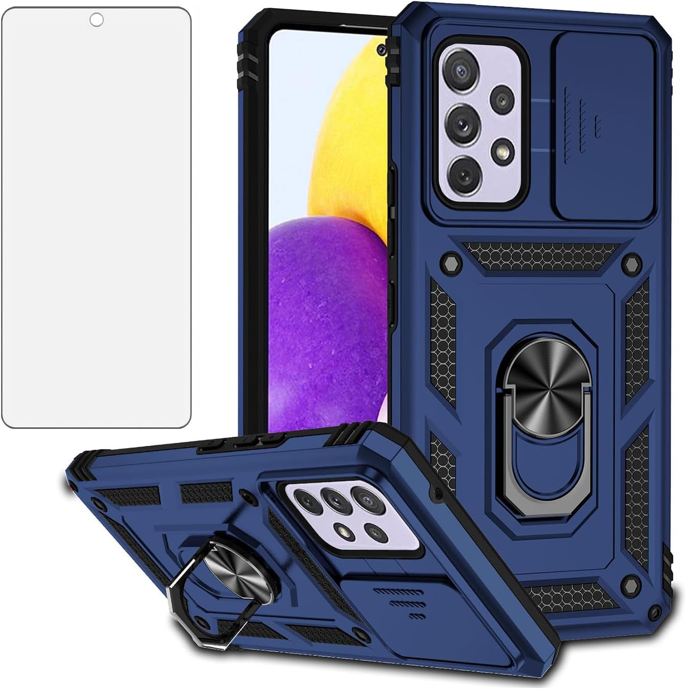 Asuwish Phone Case for Samsung Galaxy A53 5G with Tempered Glass Screen Protector and Slim Stand Hybrid Heavy Duty Rugged Protective Cell Cover a 53 G5 53A SM A536U 6.5" 2022 Women Men Red