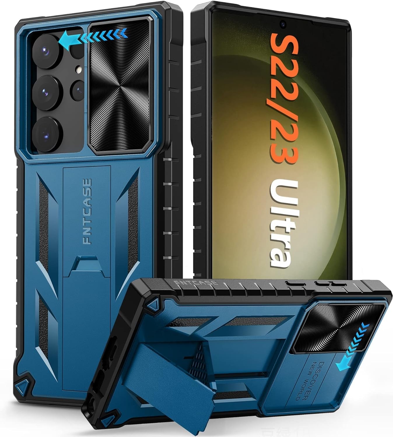 FNTCASE for Samsung Galaxy S23-Ultra Case: S22 Ultra Military Grade Shockproof Protection Mobile Case with Kickstand & Matte Textured Rugged TPU Shell | Drop Proof Protective Phone Cover