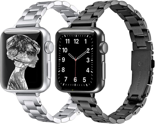 2 Pack Stainless Steel Bands,Compatible with Apple Watch 38Mm 40Mm 41Mm 42Mm 44Mm 45Mm 49Mm Women Jewelry Replacement Metal Strap for Iwatch Series 9 8 7 6 5 4 3 2 1 SE