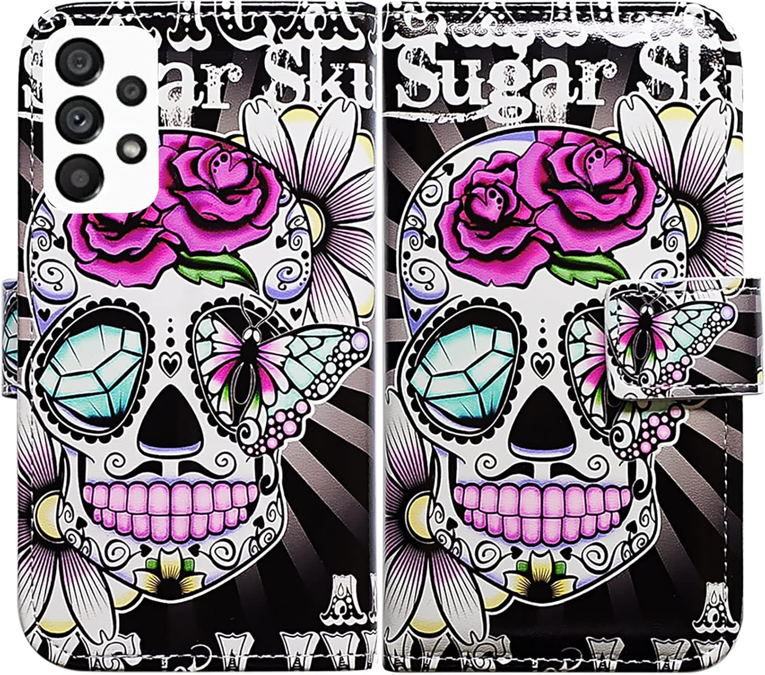 Bcov Galaxy A53 Case, Black Bird Green Leather Flip Phone Case Wallet Cover with Card Slot Holder Kickstand for Samsung Galaxy A53 5G