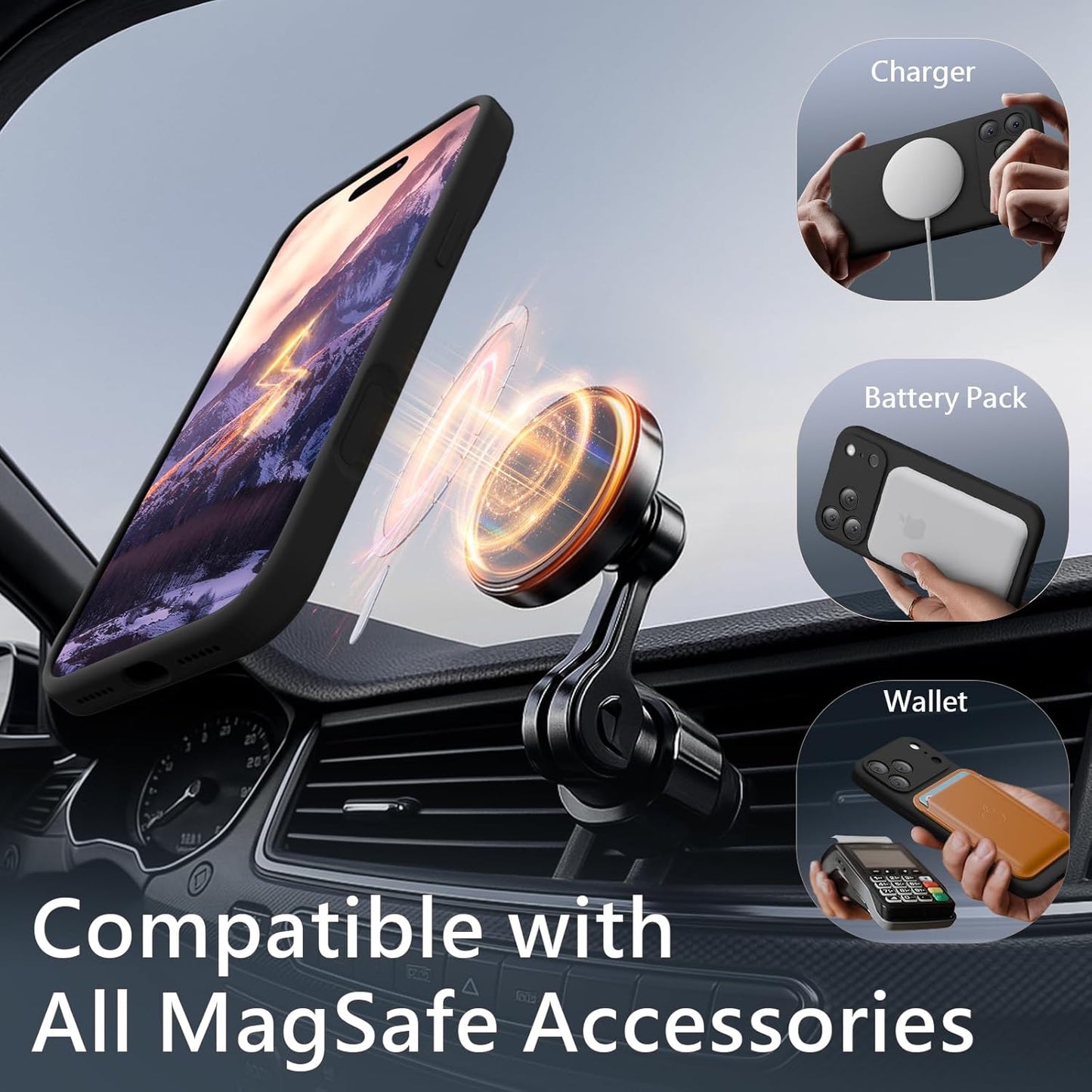 Firenova Magnetic for Iphone 17 Pro Case, Compatible with Magsafe, [Integrated Silicone Camera Control Button] [Camera Protection] Anti-Scratch Microfiber Lining Phone Case, 6.3", Black