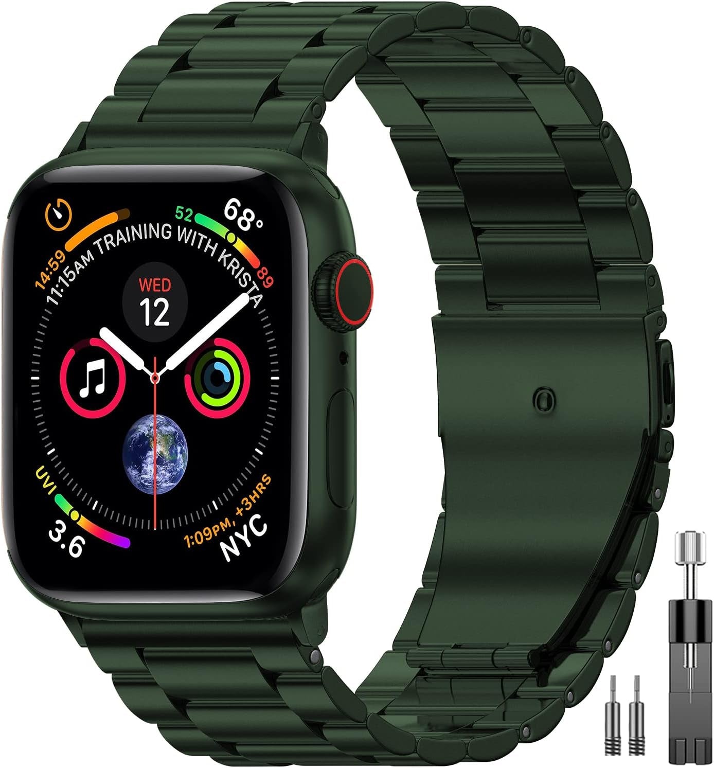 EPULY Compatible with Apple Watch Band 49Mm 45Mm 44Mm 42Mm 41Mm 40Mm 38Mm, Business Stainless Steel Metal Watchband for Iwatch Band Series 9, Ultra 2, SE, Ultra Series 8 7 6 5 4 3 2 1 Men & Women