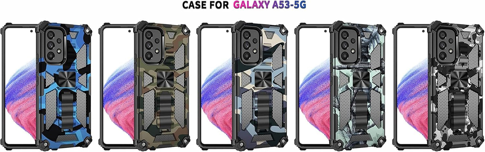Ccsmall Camouflage Case for Samsung Galaxy A53 5G, Heavy Duty Shockproof Protection Military Grade [Built-In Magnetic Kickstand] Army Camo Phone Cover Case for Samsung Galaxy A53 5G MC Mint Green