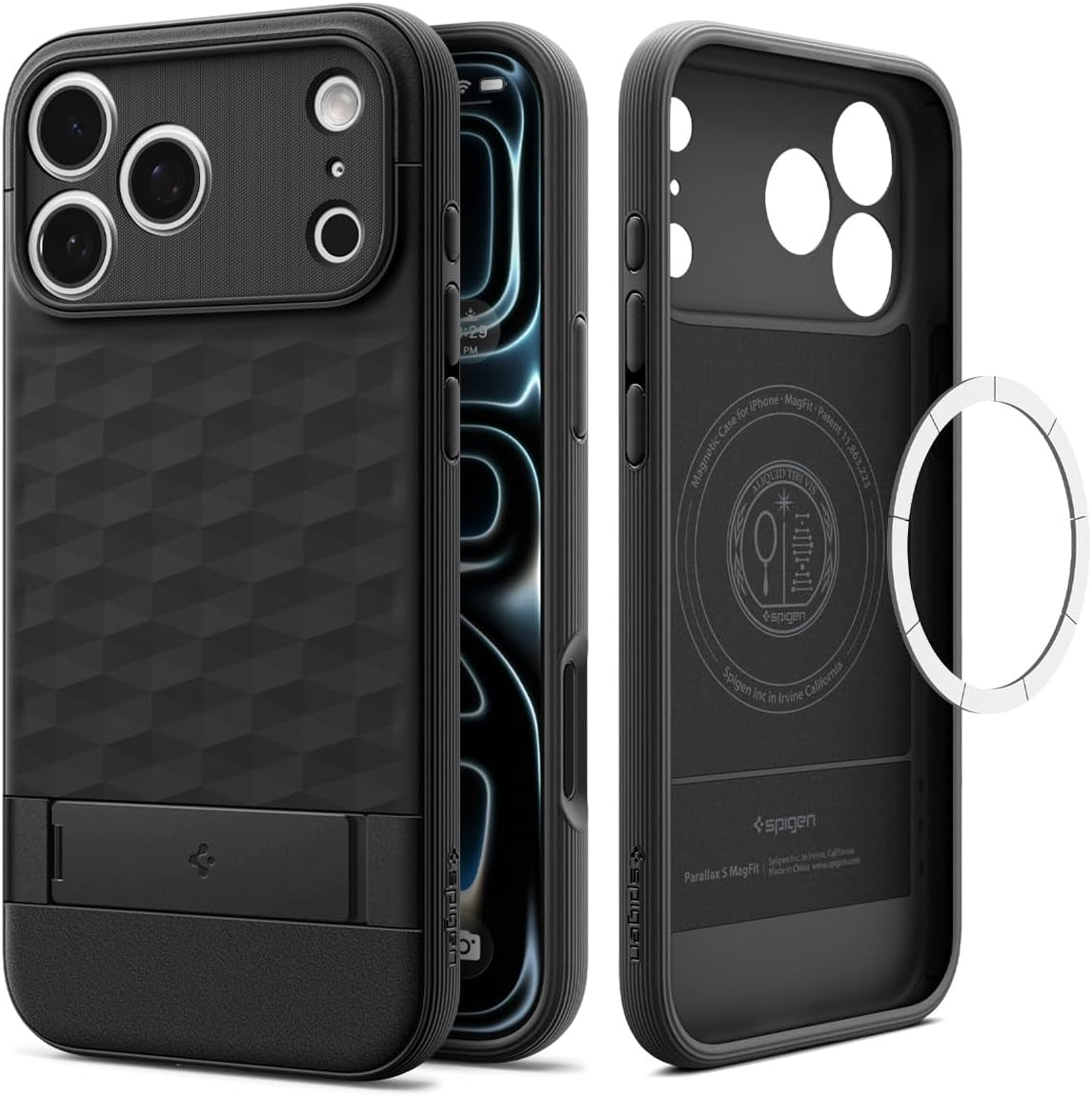 Spigen for Iphone 17 Pro Max Case, Parallax S Magfit [TPU Covered Camera Control] [Kickstand] [Compatible with Magsafe] - Matte Black
