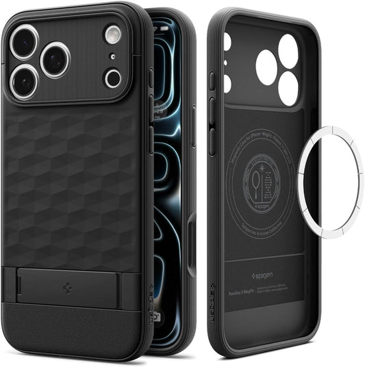 Spigen for Iphone 17 Pro Max Case, Parallax S Magfit [TPU Covered Camera Control] [Kickstand] [Compatible with Magsafe] - Matte Black
