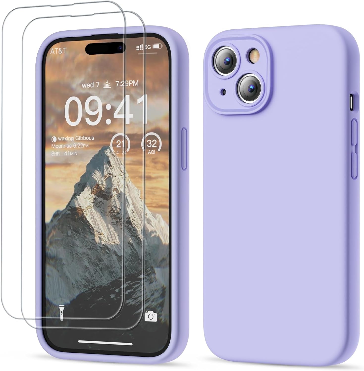 GOODVISH Compatible with Iphone 15 Pro Case, Silicone Upgraded [Enhanced Camera Protection] Phone Case with [2 Screen Protectors], Soft Anti-Scratch Microfiber Lining Inside, 6.1 Inch, Brown  GOODVISH Violet Iphone 15, 6.1" 