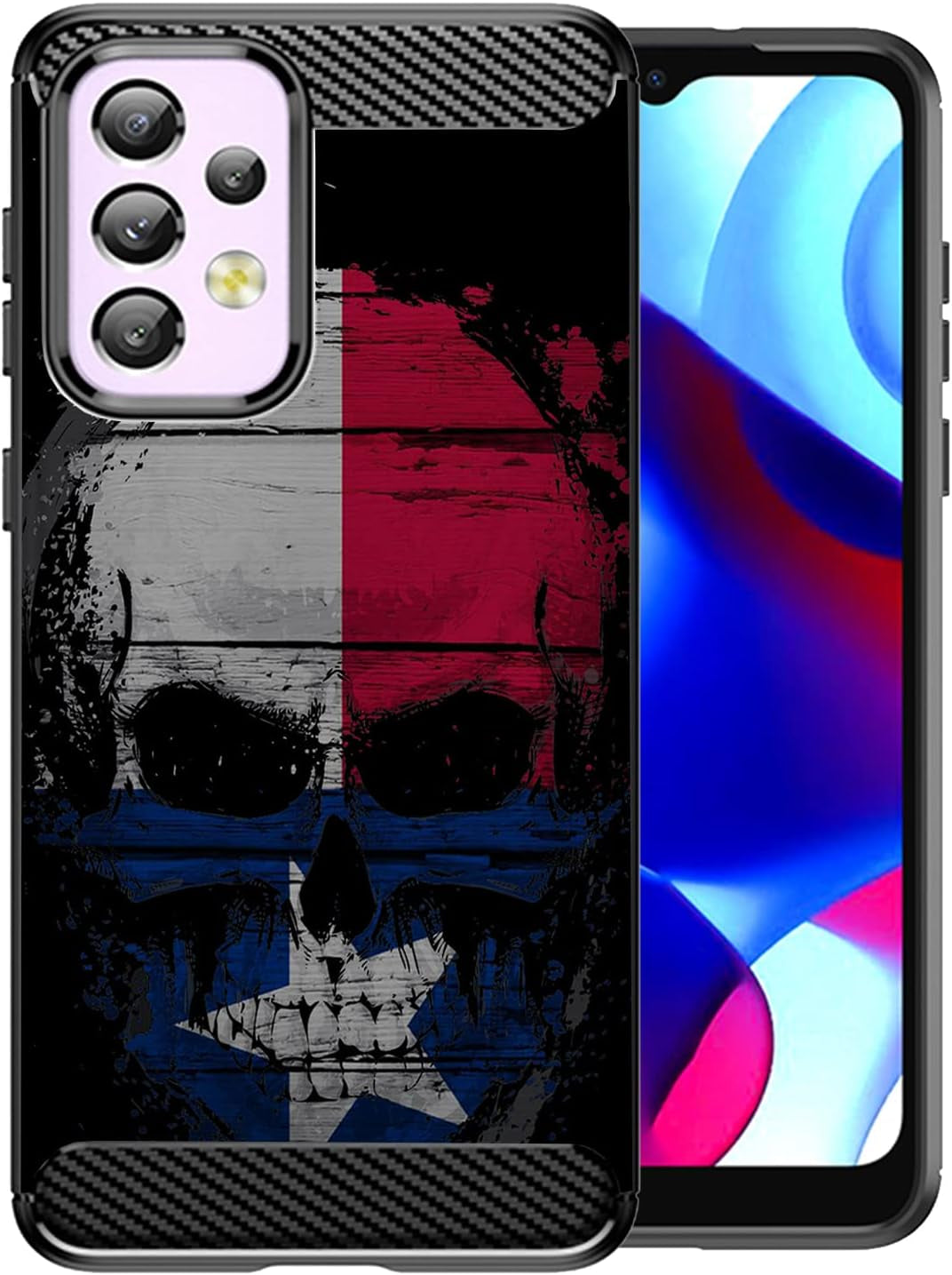Cases on Deck Casesondeck Skull Flags Case Compatible with Samsung Galaxy A53 5G / A53 5G Case, Slim Tough Matte Design with Carbon Fiber Texture (Puerto Rico Skull)