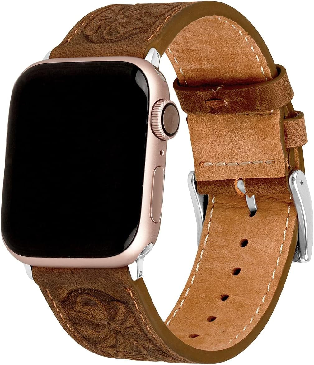 For Apple Watch Band Leather 40Mm 38Mm 44Mm 42Mm, Retro Pattern Leather Classical Replacement Smart Watch Band for Iwatch Men Women Series SE 6 5 4 3 2 1