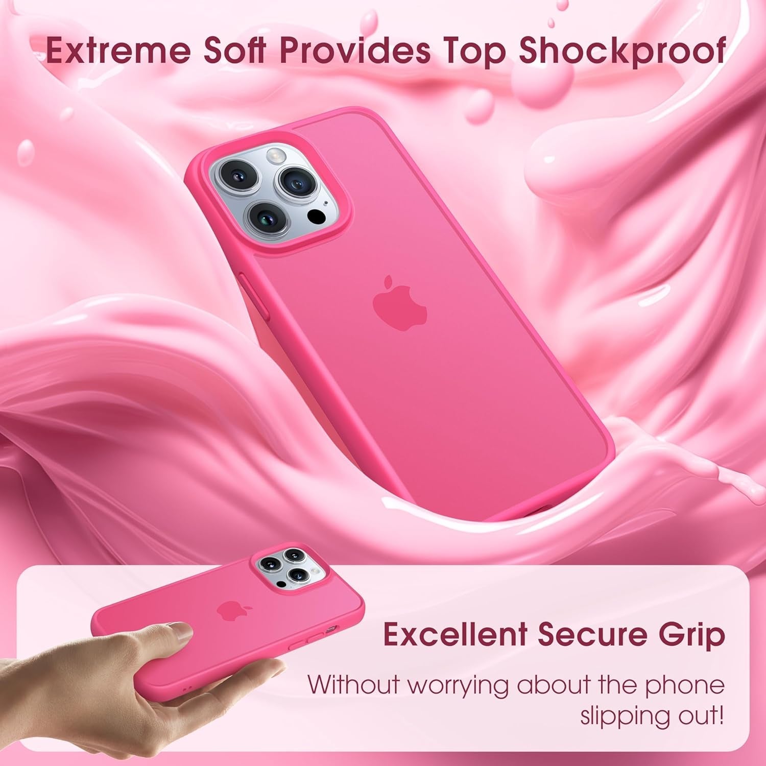 Alphex Colored Transluscent for Iphone 14 Pro Case, Sleek Cute Retro Design, German Quality Standard Certification, 12FT Military-Grade Protection, Slim Matte Hard Back Case 6.1-Inch, Hot Pink  Alphex   