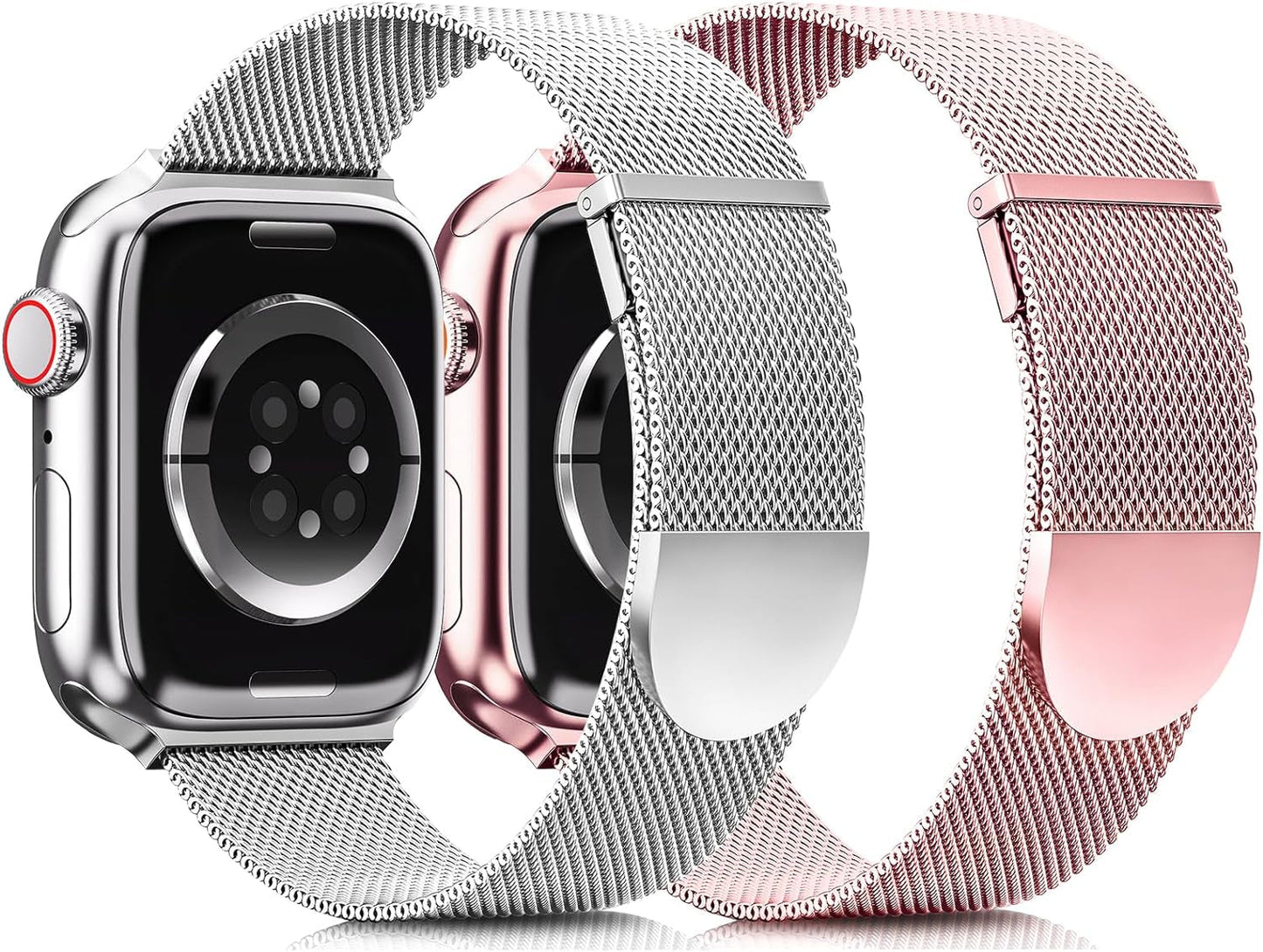 2 Pack Metal Magnetic Band Compatible with Apple Watch Bands 38Mm 40Mm 41Mm 42Mm 44Mm 45Mm 49Mm Women Men,Milanese Loop Stainless Steel Mesh Adjustable Strap for Iwatch Series 9 8 7 6 5 4 3 2 SE Ultra