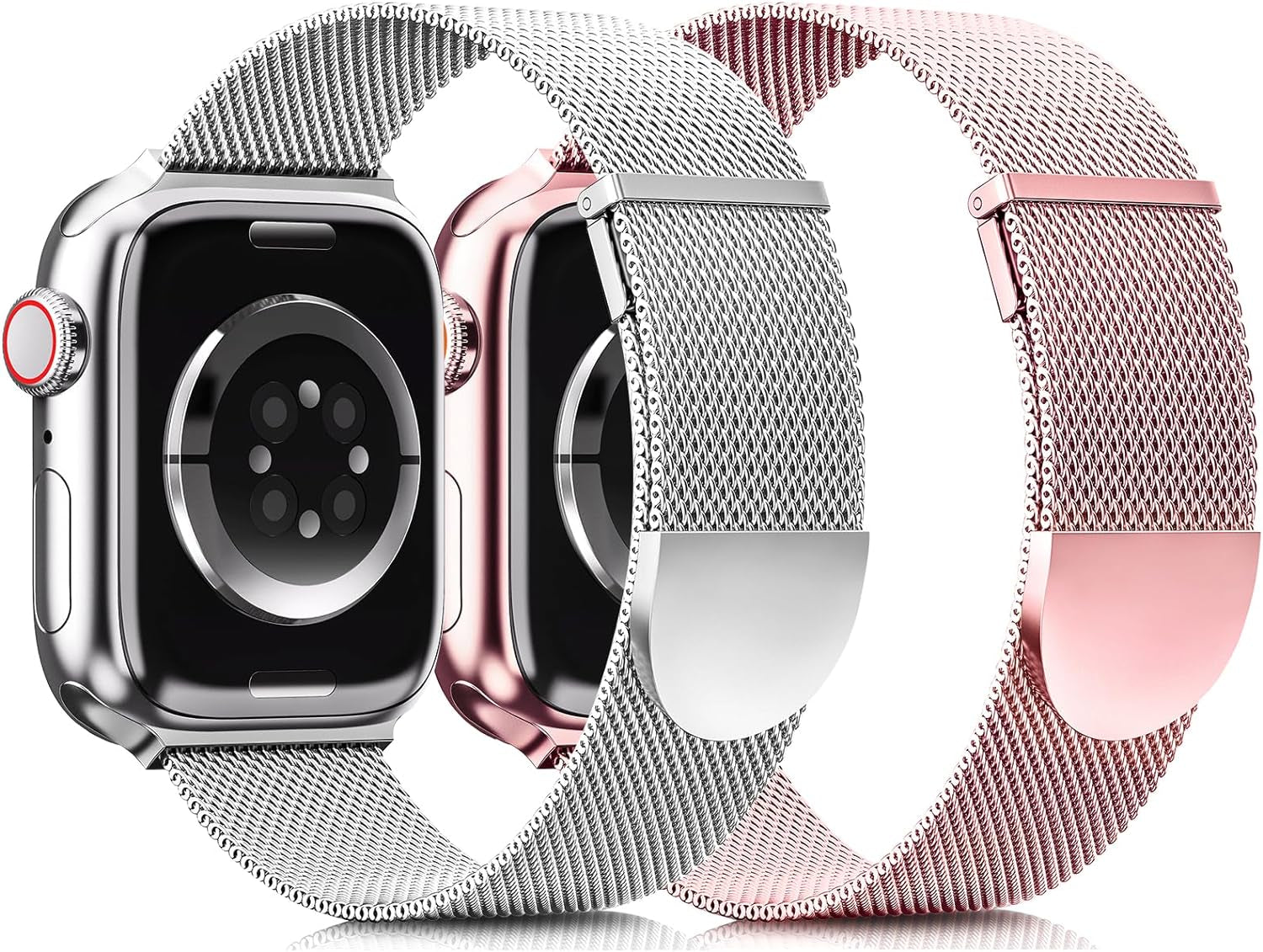 2 Pack Metal Magnetic Band Compatible with Apple Watch Bands 38Mm 40Mm 41Mm 42Mm 44Mm 45Mm 49Mm Women Men,Milanese Loop Stainless Steel Mesh Adjustable Strap for Iwatch Series 9 8 7 6 5 4 3 2 SE Ultra