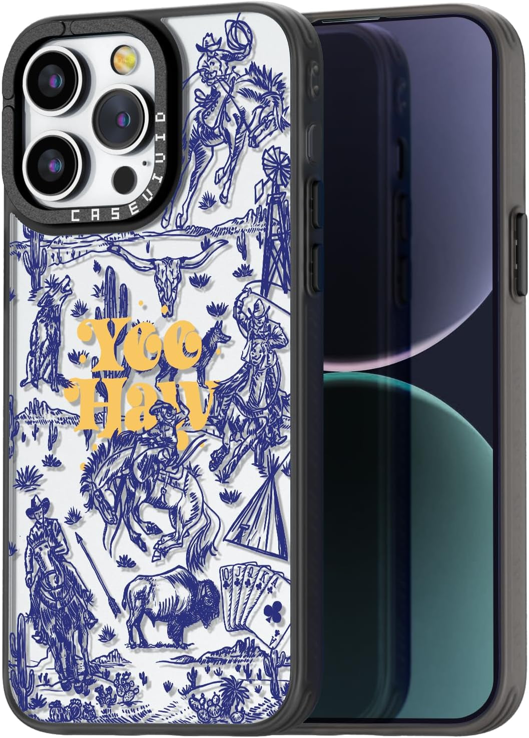 Casevivid Compatible for Iphone 15 Pro Case Cute Aesthetic - Durable Fashion Funny Phone Case - Girly Butterfly Pattern Print Cover Design for Woman Girl 6.1 Inches Black  CASEVIVID Wild West Basic 