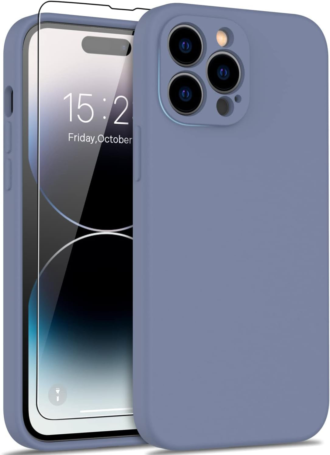 DEENAKIN Compatible with Iphone 14 Pro Max Case with Screen Protector,Enhanced Camera Cover,16Ft Drop Tested Soft Silicone Gel Rubber,Slim Protective Phone Case 6.7" Light Brown  DEENAKIN Ash Grey  