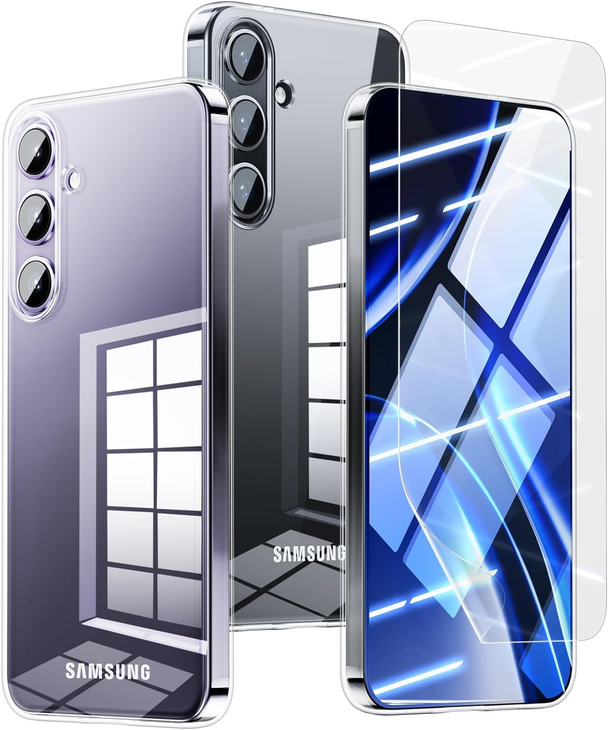 3 in 1 Magnetic for Samsung Galaxy S24 Ultra Case Crystal Clear [Compatible with Magsafe][No-Yellowing][2X Screen Protectors] Mil-Grade Shockproof Soft Phone Case for S24 Ultra 6.8" Clear