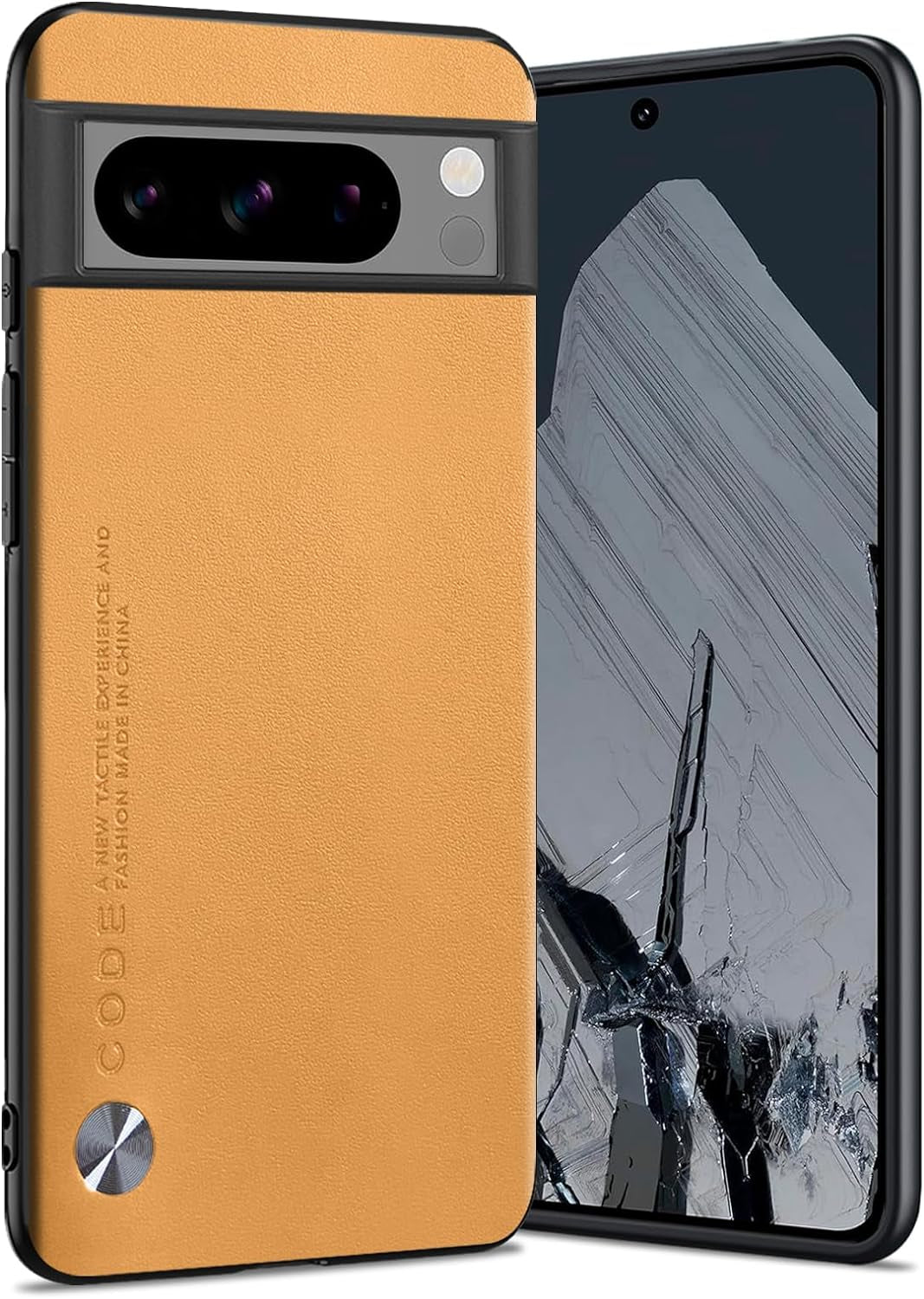 For Google Pixel 8 Pro Case 5G, Soft TPU Artificial Leather Case,Extremely Light Ultra-Light Camera Protection Leather Cover Case for Google Pixel 8 Pro 5G (White)  Puxssul Yellow  