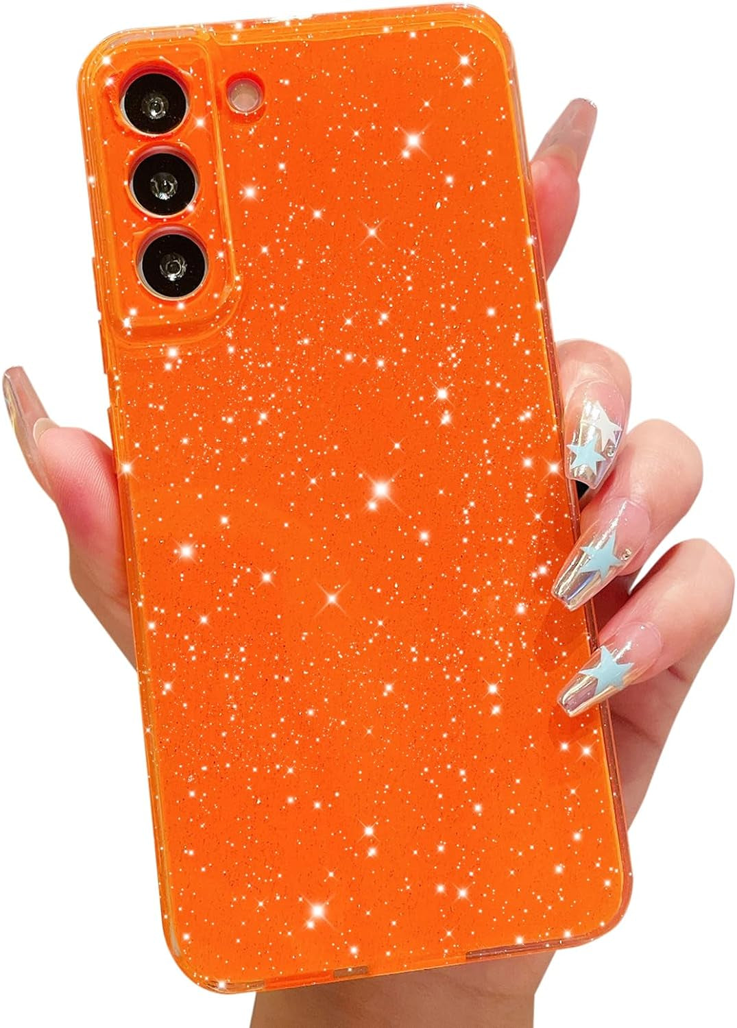 Cute Glitter Case for Samsung Galaxy S22 plus Case S22+ (6.6 Inch), Neon Bright Sparkly Bling Soft Silicone Phone Cover for Women Girls (Hot Pink)
