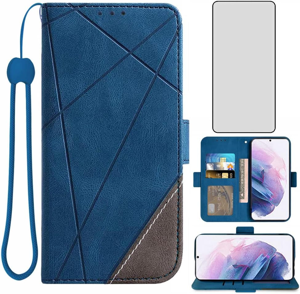 Asuwish Compatible with Samsung Galaxy S22 plus S22+ 5G Wallet Case Tempered Glass Screen Protector Leather Flip Card Holder Stand Cell Accessories Phone Cover for S22+5G S22Plus 22S + S 22 22+ Brown