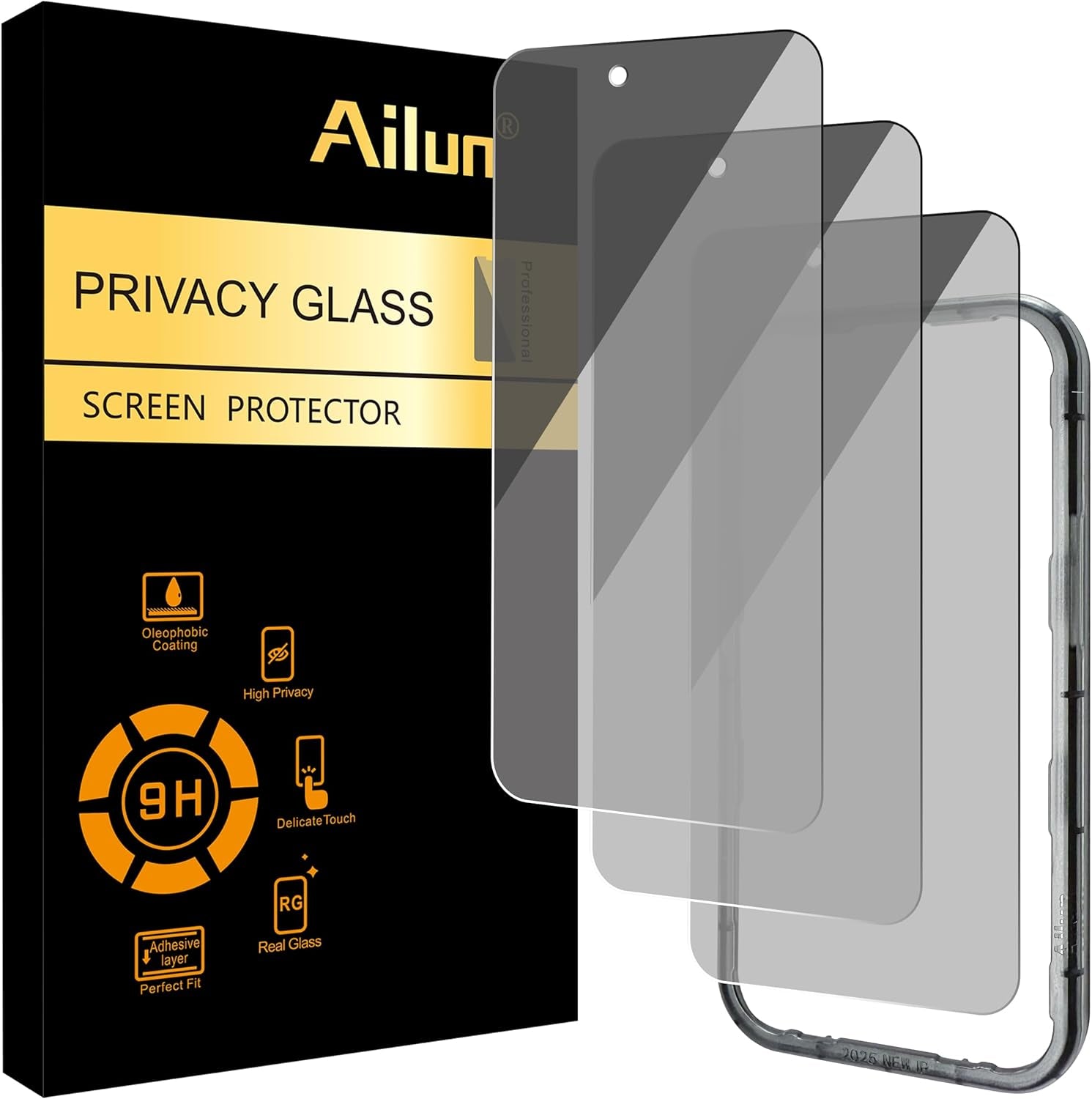 Ailun 3 Pack for Iphone 17 Pro Privacy Screen Protector [6.3 Inch] with Installation Frame, anti Spy Private Tempered Glass Anti-Scratch Case Friendly