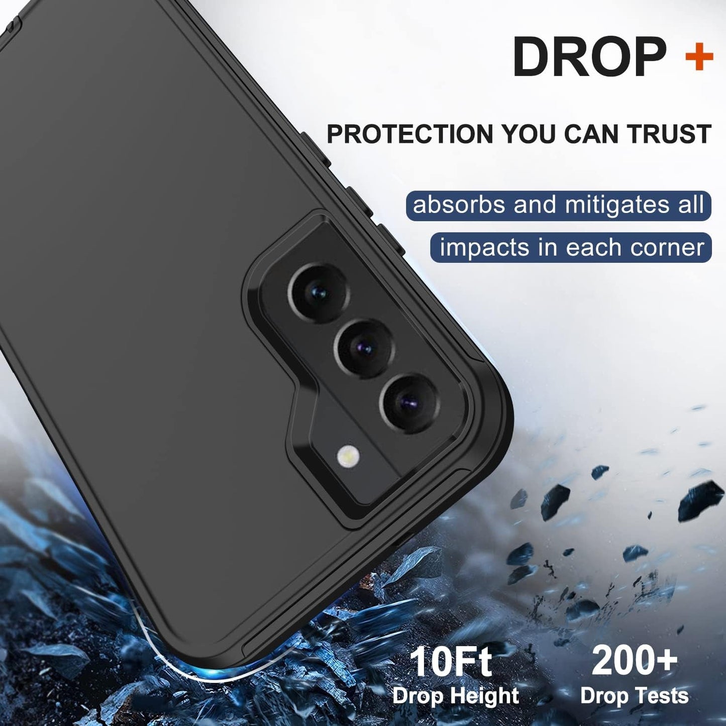 For Samsung Galaxy S22 plus Case with Belt Clip Holster, 2X Screen Protector, [Military Grade Protection] Heavy Duty Full Body Shockproof Rugged Protective Cover for Samsung S22 plus 5G (Black)