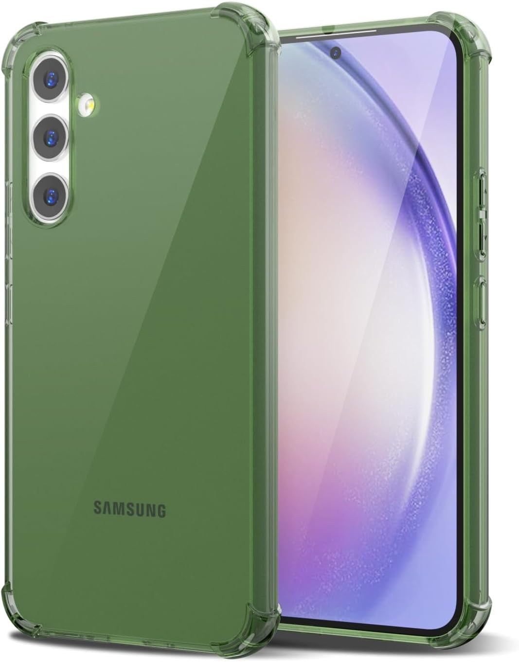 For Samsuang Galaxy A54 5G Case Clear, Transparent Jelly Protective Silicone Phone Case Design for Women Girly Cute Simple, Thin Slim Fit Soft Flexible TPU Shockproof Bumper, Clear Green