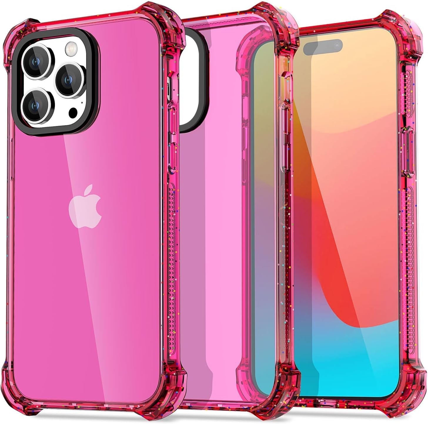 Aicase Clear Blue Bounce Case Compatible with Iphone 15 Plus, Impact Shockproof [Non-Yellowing] [21.3 FT Military Drop Protection] Anti-Scratch Protective Cell Phone Cover  AICase A-Hot Pink 15 Pro Max 