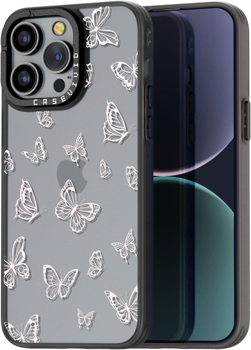 Casevivid Compatible for Iphone 15 Pro Case Cute Aesthetic - Durable Fashion Funny Phone Case - Girly Butterfly Pattern Print Cover Design for Woman Girl 6.1 Inches Black  CASEVIVID Butterfly Basic 