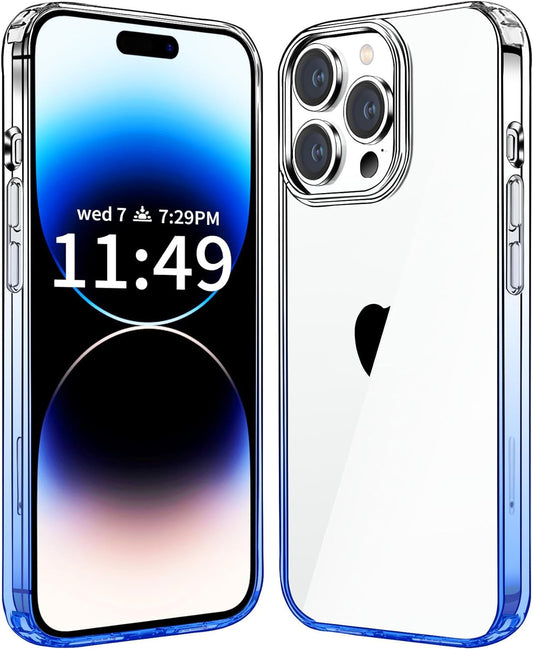 Jjgoo Compatiable with Iphone 14 Pro Max Case Clear, Transparent Shockproof Phone Case, Slim Anti-Scratch Hard PC Back Protective Cover Bumper, Gradient Blue  JJGoo   