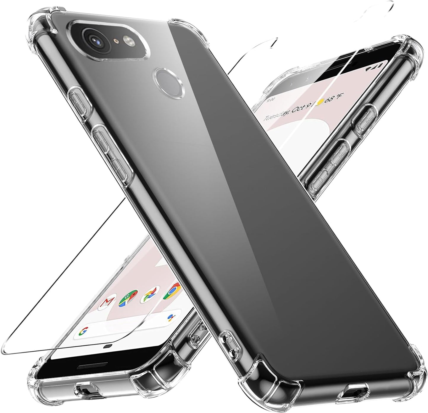 Case for Google Pixel 4A 5G Phone Case, with 1 Piece Screen Protector, TPU Bumper Shockproof Silicone Fullbody Protective Case Cover for Google Pixel 4A 5G, Transparent  Ikziwreo Transparent Google Pixel 3 